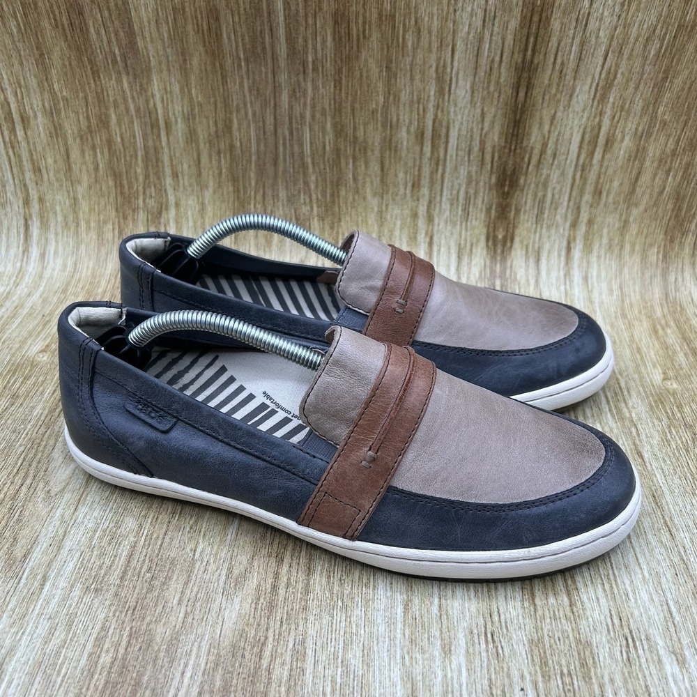 Taos Upward Loafers Women's Size 9 Navy Taupe Leather Slip On Shoes UPW-13S